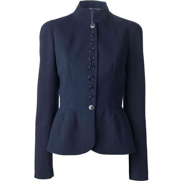 Alexander McQueen Wool Button Up Fitted Military Jacket Navy Womens 42 / US 8 - Picture 1 of 13